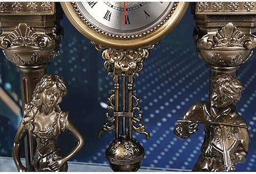 Miniatura 5 de Reloj de chimenea con péndulo, reloj de escritorio, diseño silencioso, hecho de resina, reloj de manto alimentado por batería, reloj retro para