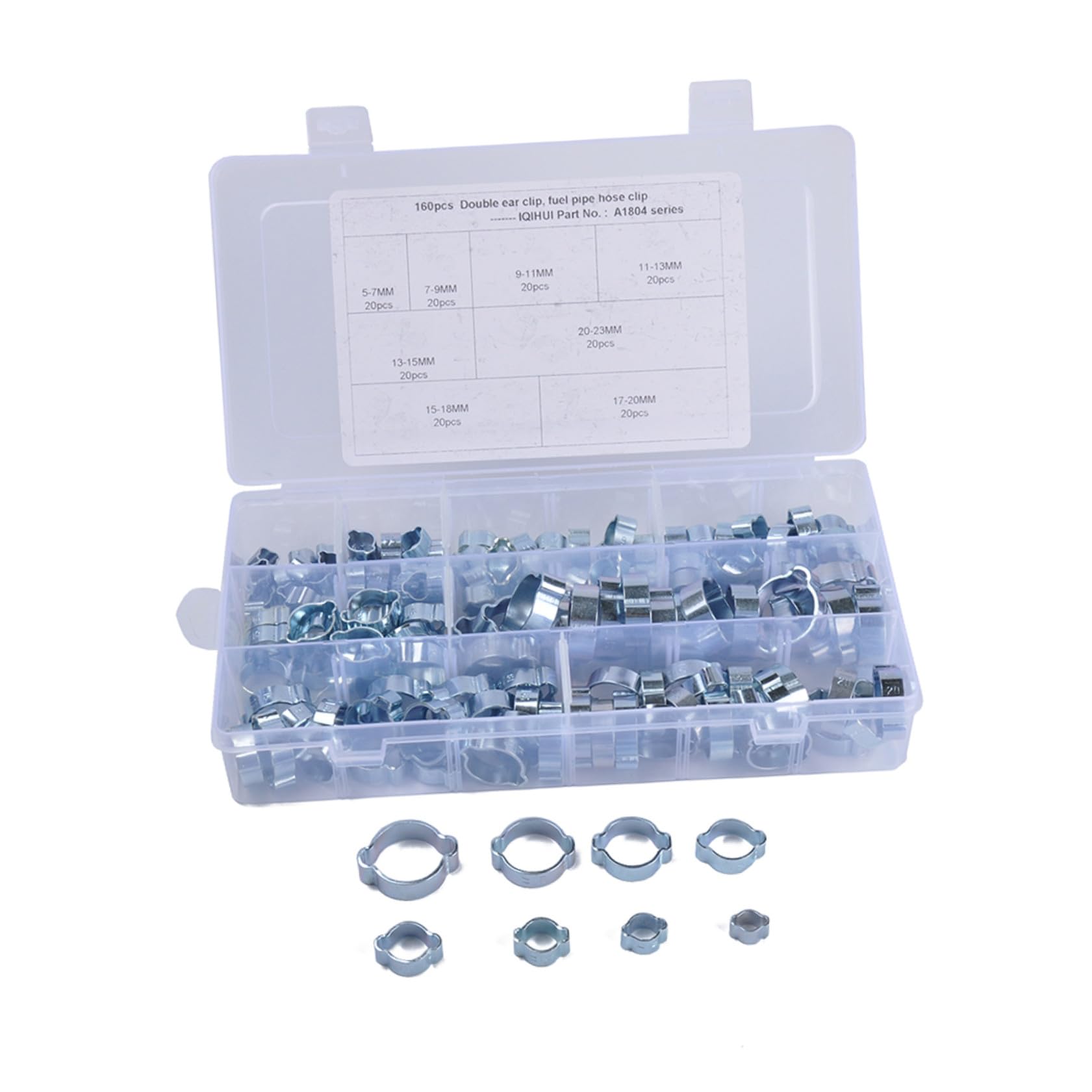 Tofficu 160 pezzi Morsetti Tubo Doppia Orecchio in Acciaio al Carbonio per Tubo Carburante Aria Acqua Misure Resistenti e Antidanneggio per Linee Silicone e Motori Small