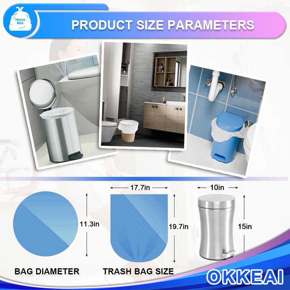 OKKEAI 3 Gallon Small Trash Bags, White, Leak-Proof and Durable, 120 Count image 3