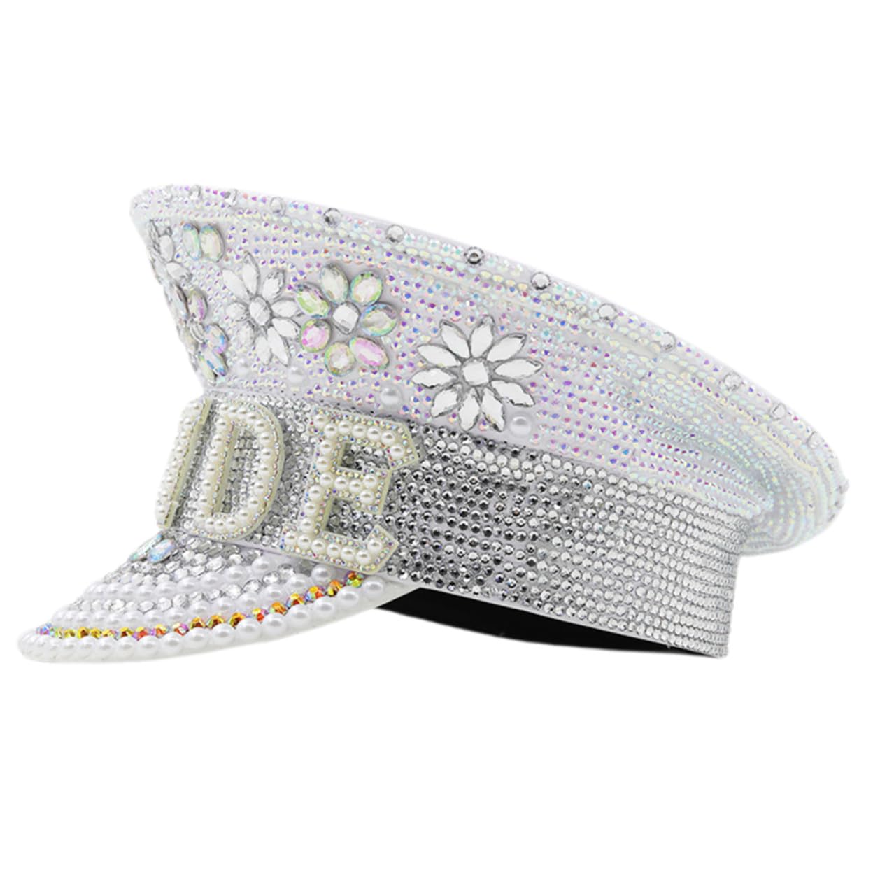 BESPORTBLE Sombrero de Novia Gemas de Imitación, Gorro Ajustable para Despedida de Soltera, Fiesta y Boda, Accesorio Decorativo Elegante para Mujer