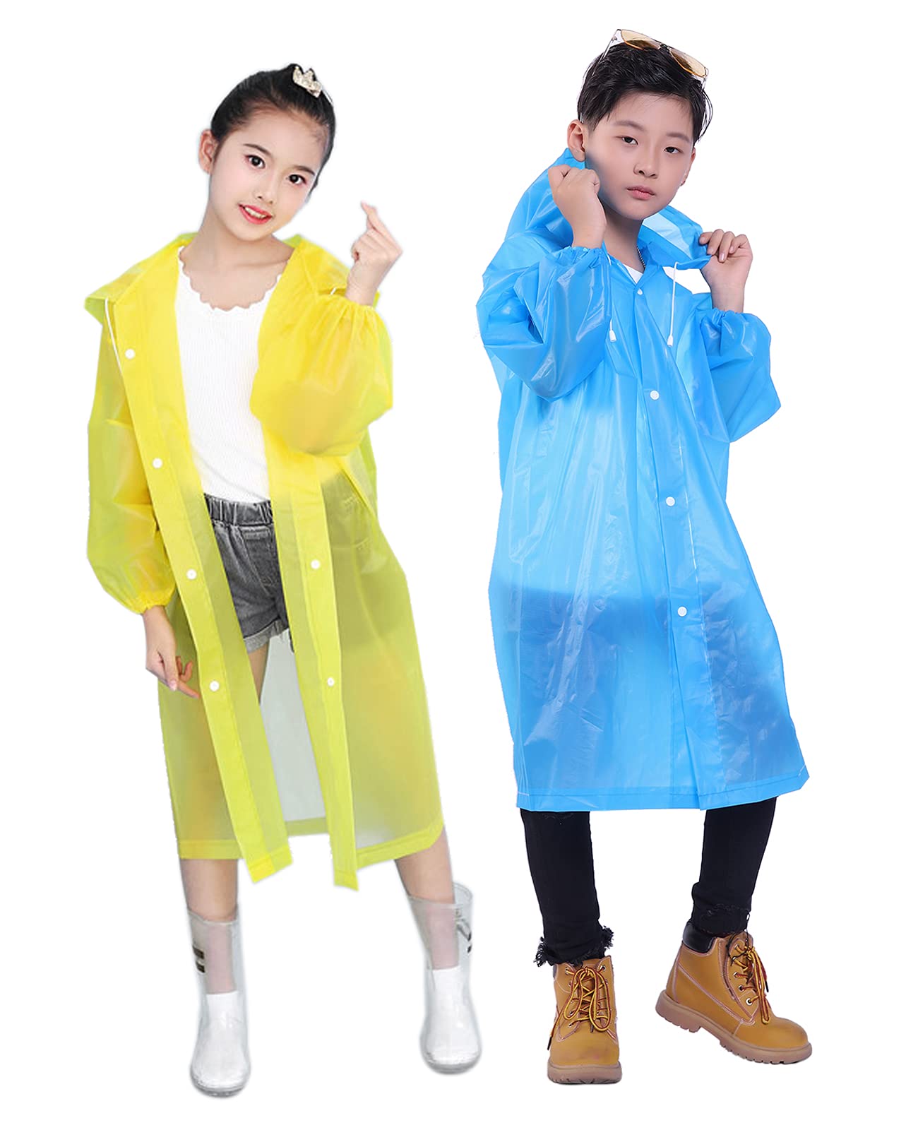 Makonus Gorain Pro Raincoat for Kids, [Pack of 2] EVA Kids Rain Coats Reusable Rain Poncho Jacket for Boys and Girls