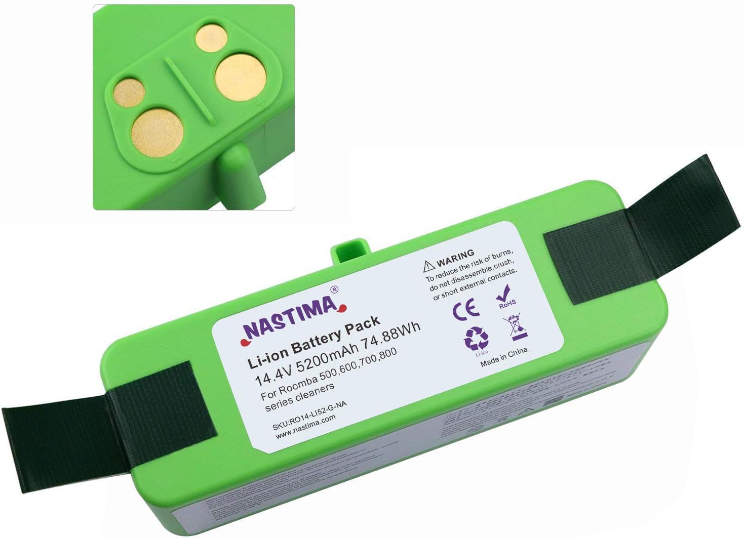NASTIMA 5200mAh Lithium Battery Extended Long-life 1000 Cycles Compatible with Roomba 500 600 700 800 Series 510 530 533 535 540 545 550 552 560 562 570 580 581 620 630 650 760 770 780 790 870 880 890