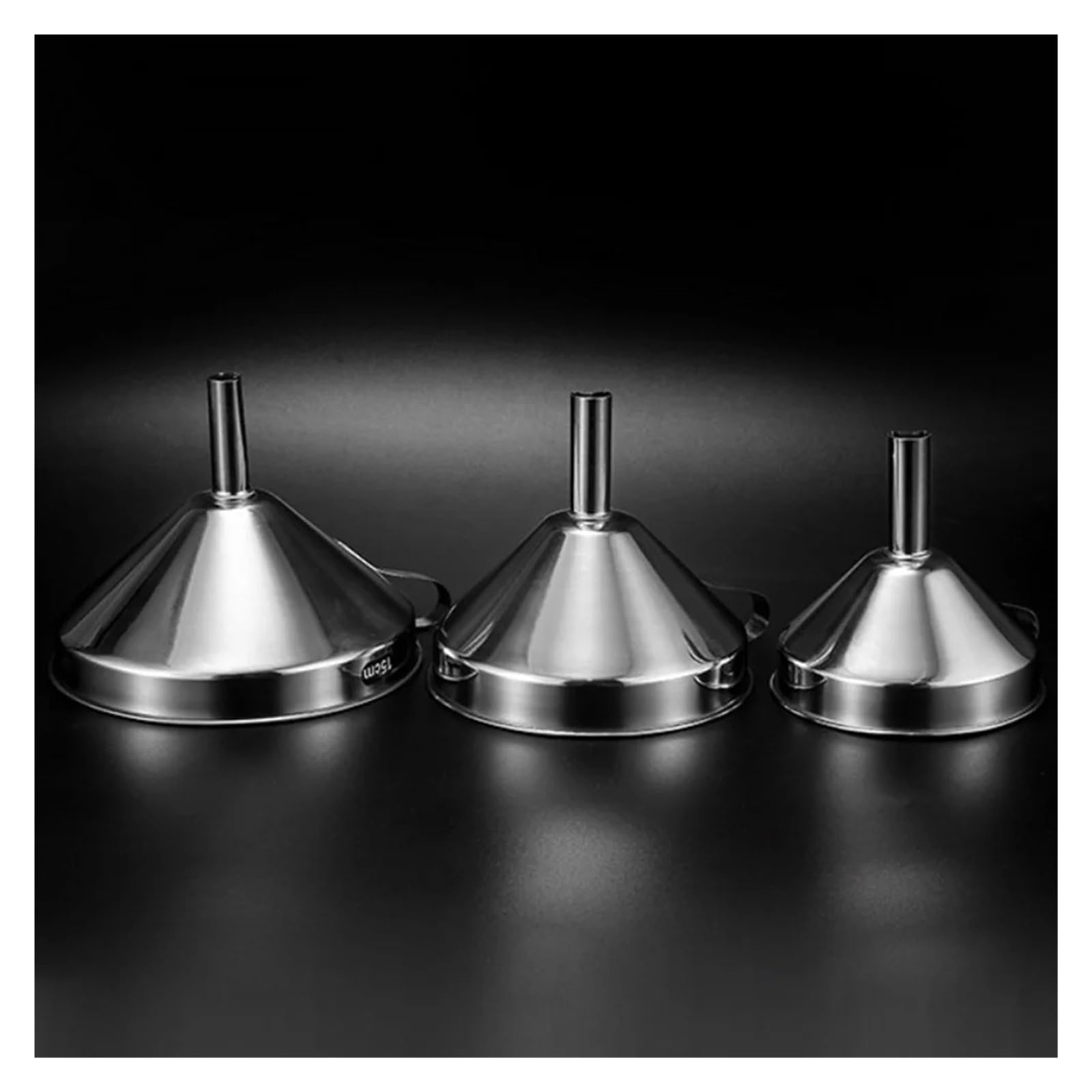 Embudo de Acero Inoxidable, Embudo de Cocina de Acero Inoxidable con asa Plateado 11-15 cm(XL 15CM)
