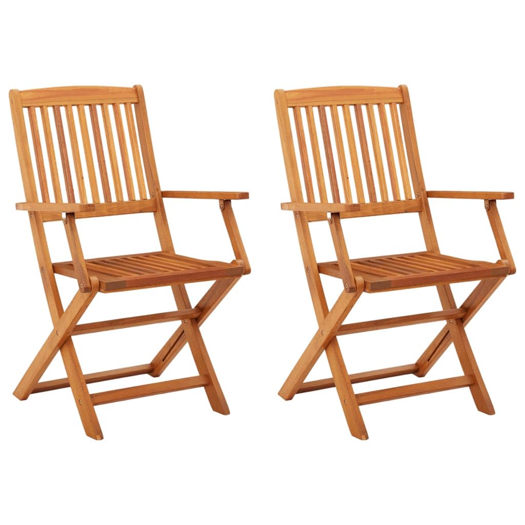 vidaXL Sillas de Jardín Plegables 2 Piezas Asiento Patio Terraza Balcón Comedor Muebles Mobiliario Exterior Duradero Madera Maciza de Eucalipto