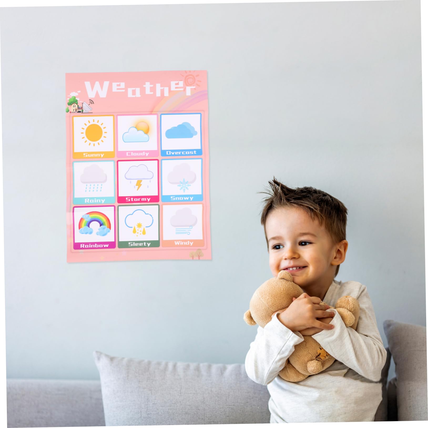 Housoutil Tableau Éducatif Mural pour Garçon et Filles, Léger et Petit, en Pp Colle au Dos, Affiche D'apprentissage pour Bébé, pour Éveil et Attention des Couleur Aléatoire Style Aléatoire