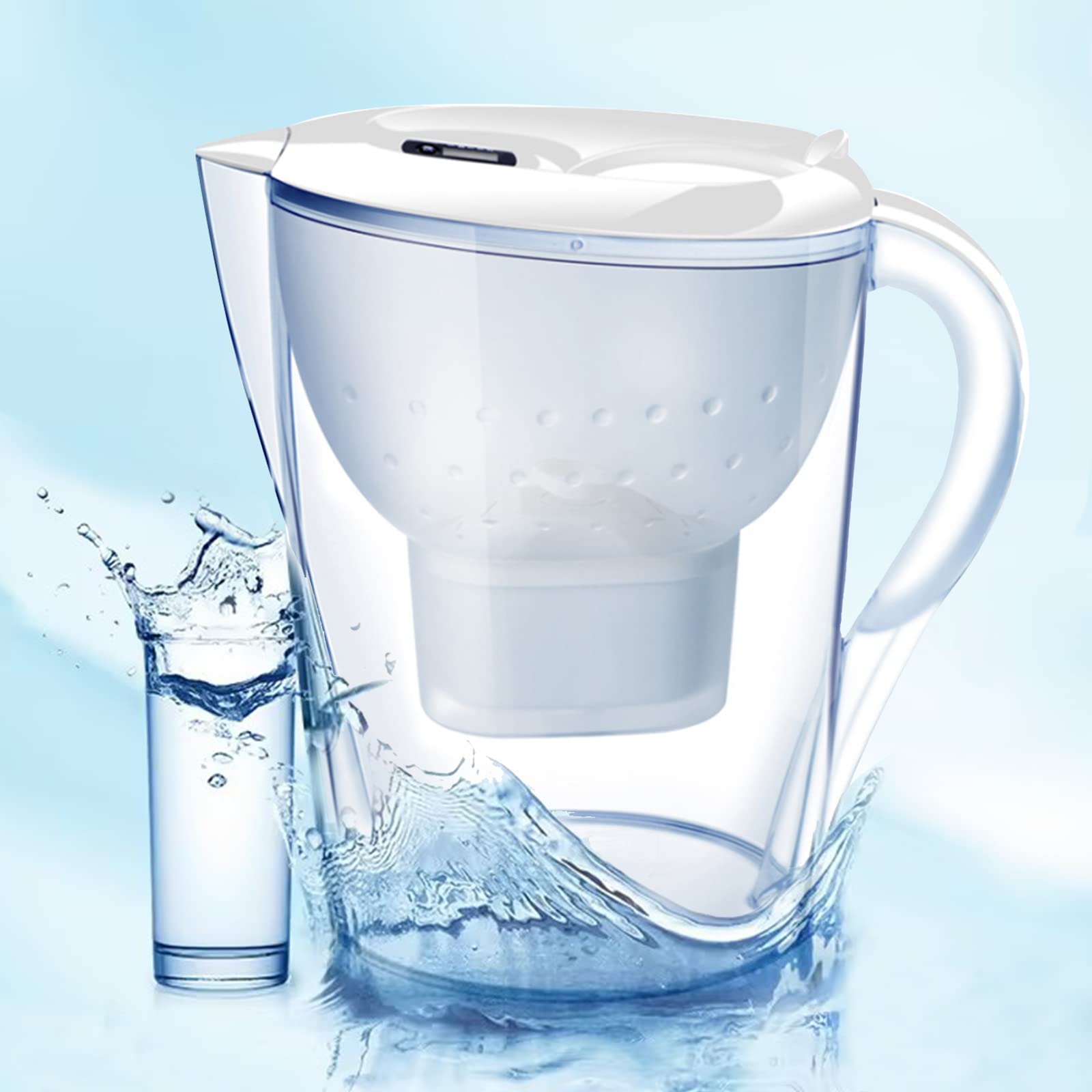 Water Filter Pitchers with Strong Lid for Drinking Water,3.5L Portable Filter Pot,Water Cup Jug Water Kettle Purifier,BPA Free Water Pitcher Filters Chlorine, Flouride and Lead