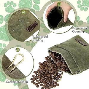 3 Pcs Dog Treat Pouch Hand Free Dog Treat Bags Training Pouch with Auto Closure and Metal Buckle Dog Walking Bag Dog Treat Holder Dog Snack Pouch Small Food Dispenser for Pet Puppy Travel