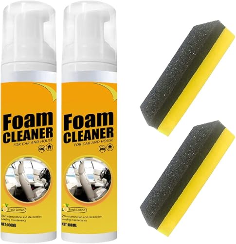 AQISI 2PCS Multipurpose Foam Cleaner Spray,All-Purpose Household Cleaners for Car and Kitchen, Leather Decontamination,Suitable for Car House and Kitchen (100ML)