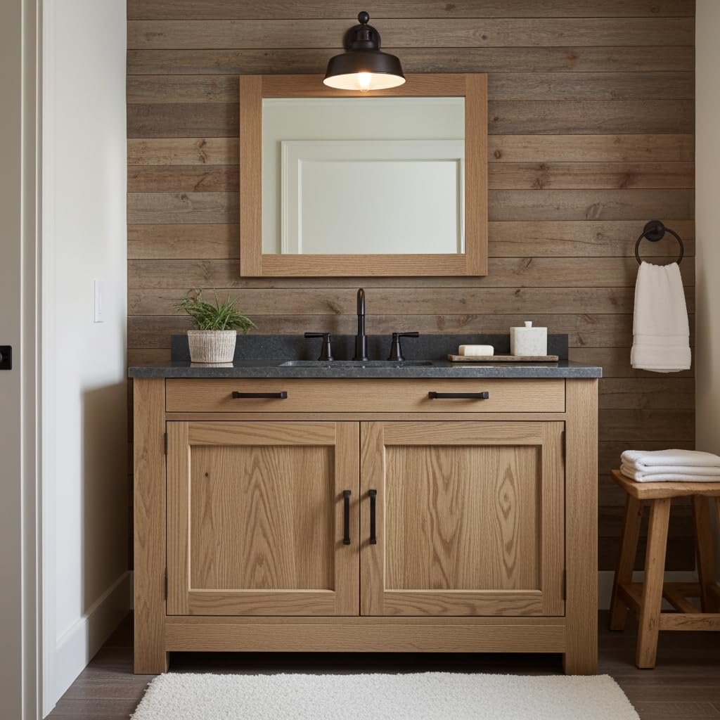 Puertas de repuesto de madera de roble macizo sin acabar, para recubrir cocina, cajones, alacenas, paneles de baño, estilo agitador, pintables, pintables, y perforables (18 x 12 pulgadas)