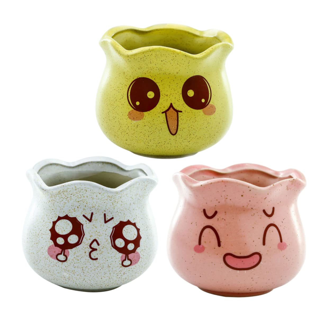 Pot de fleurs céramique Toyvian lot de 3 contenant pour jardin