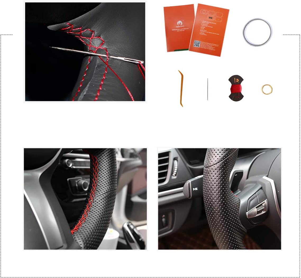MEWANT Steering Wheel Cover for BMW F87 M2 F80 M3 F82 M4 M5 F12 F13 M6 F85 X2 X5 M F86 X6 M F33 F30 M Sport Hand Sewing Genuine Leather
