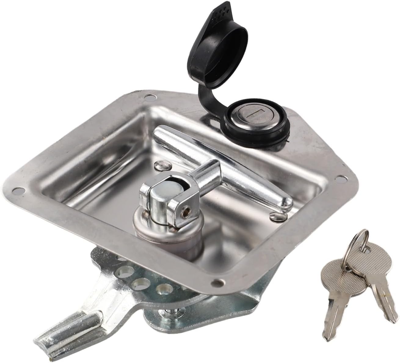 Stainless Steel T-Handle Door Latch with Key for RV, Camper, Trailer, Truck Toolbox, & UTV Cabinets and Storage Doors
