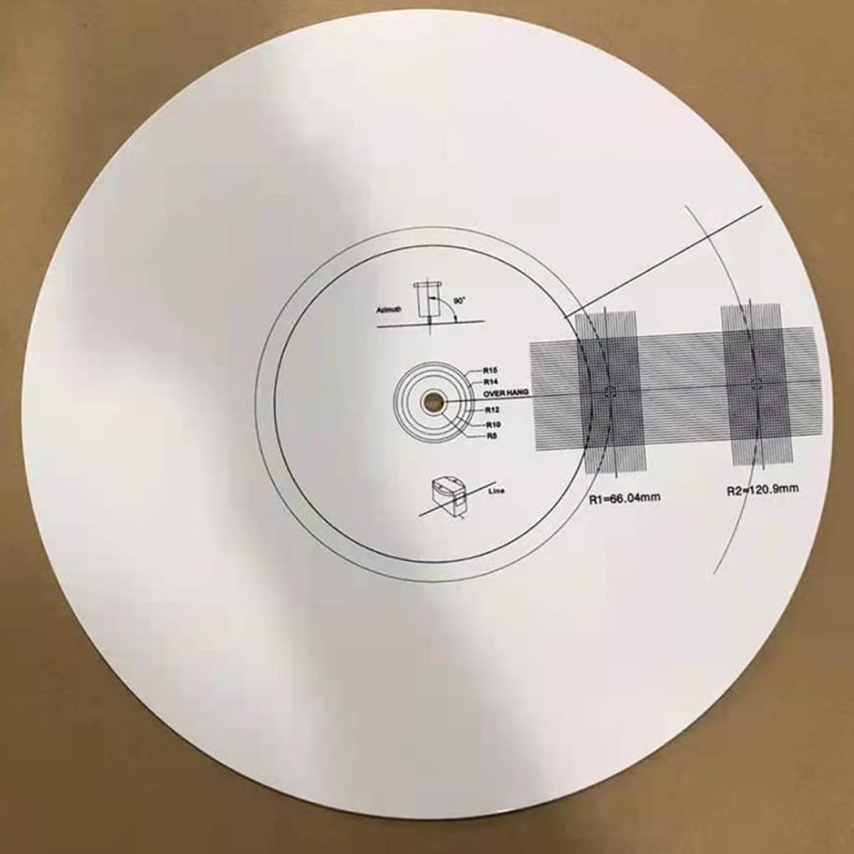 Tofficu Piastra di Calibrazione del Disco in Vinile Accessorio per Giradischi Strumento di Regolazione del Pickup Misuratore della Distanza Tappetino Goniometro per Allineamento Adatto