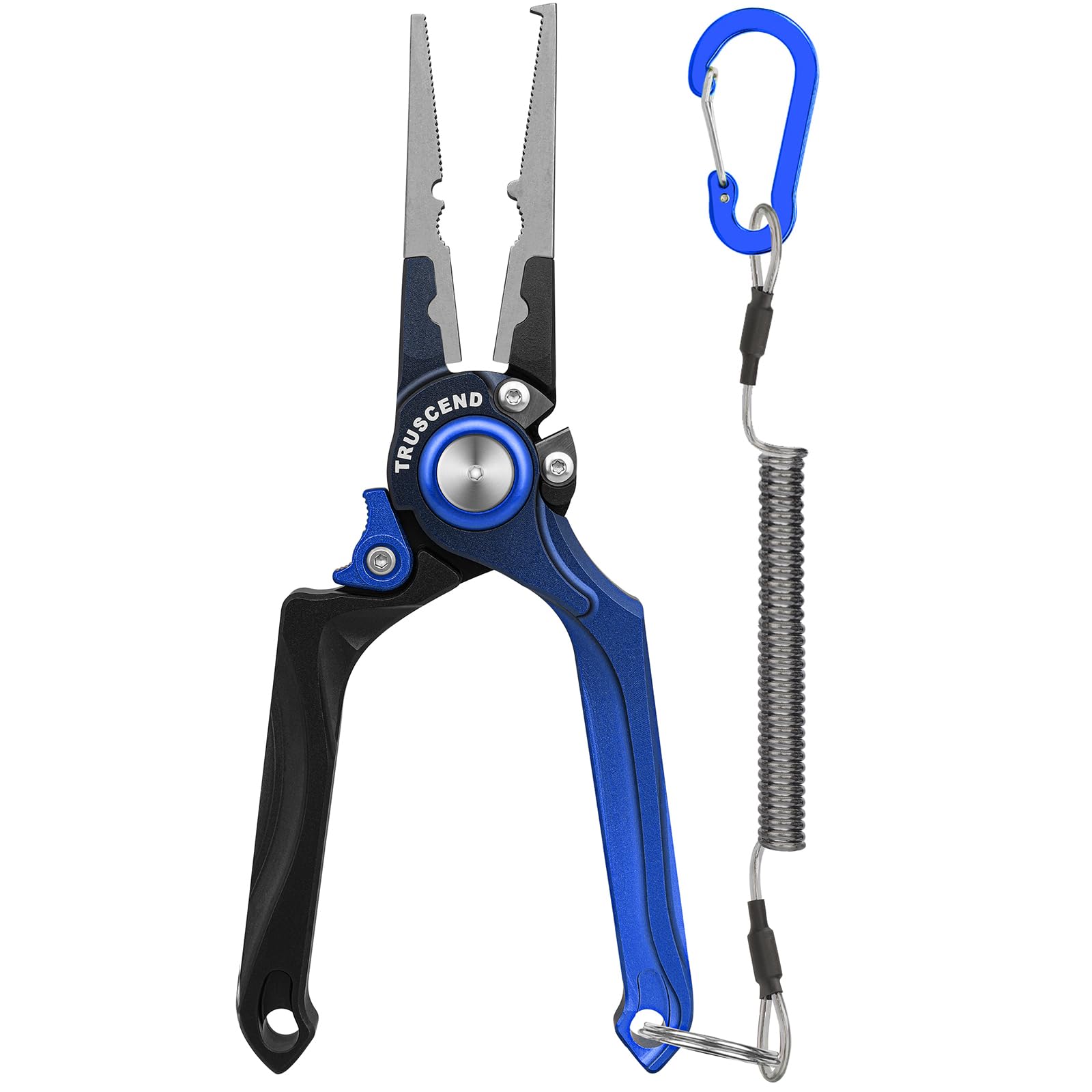 TRUSCEND Lockable Handy Fishing Pliers with Innovative Ergonomical Handle, Corrosion Saltwater Resistant Teflon Coated Fishing Tool, Multi-Function