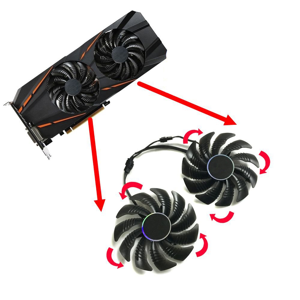 2 Pcs/Lot T129215SU Graphics Card Fan for GIGABYTE GTX 1050 Ti 1060 1070 RX 470 480 570 580 R9 380X GPU Cooling Fan