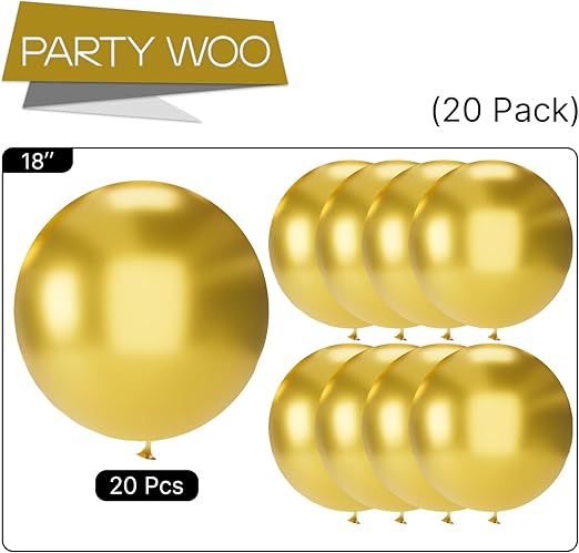 Product image for PartyWoo White and Metallic Gold Balloons, 40 pcs - 6