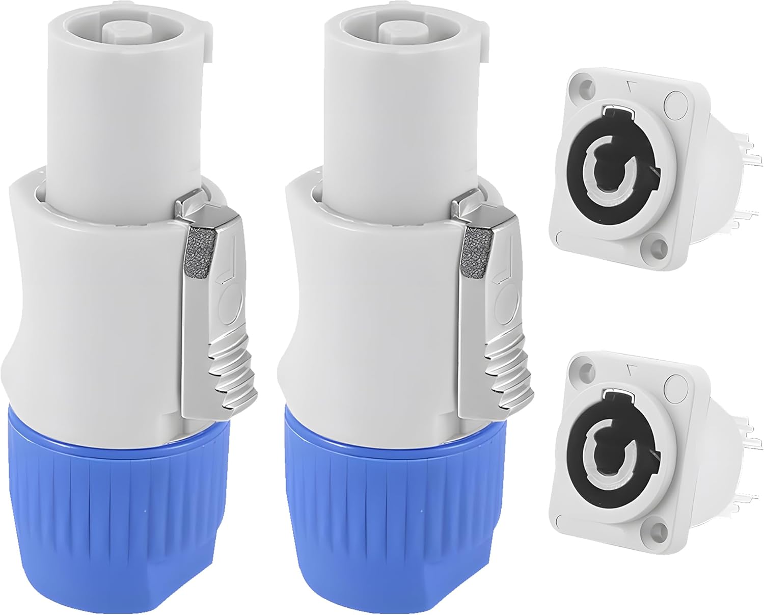 MAYWILLA 3PIN PowerCON Cable Connector,3 Pin AC PowerCon Male and Female 20A 250V Quick Lock Panel Mount Aviation Connector White Output (2 Pairs) (White)