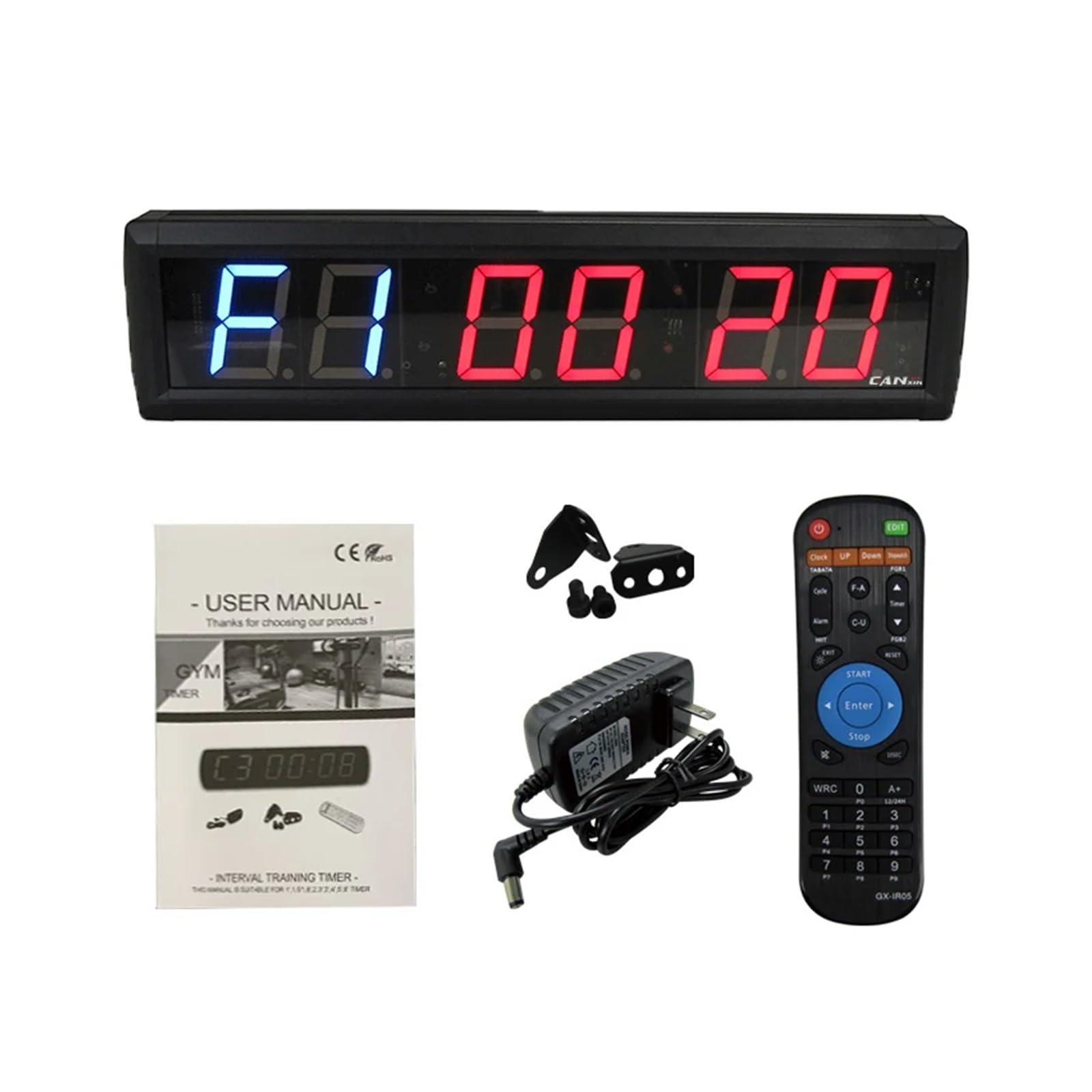 Cronometro con conto alla rovescia alternativo, timer da palestra 2,3'', a intervalli LED, allenamento e tempo di riposo(GI2G-2.3R-blueband)