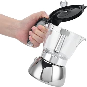 4 Cup Stainless Steel Pot - Stovetop Espresso Maker for Induction Cooktops, Italian Coffee Machine for Home & Camping 200ml