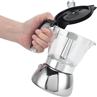 4-Cup Stainless Steel Moka Pot, Induction Compatible Stovetop Espresso Maker 200ml