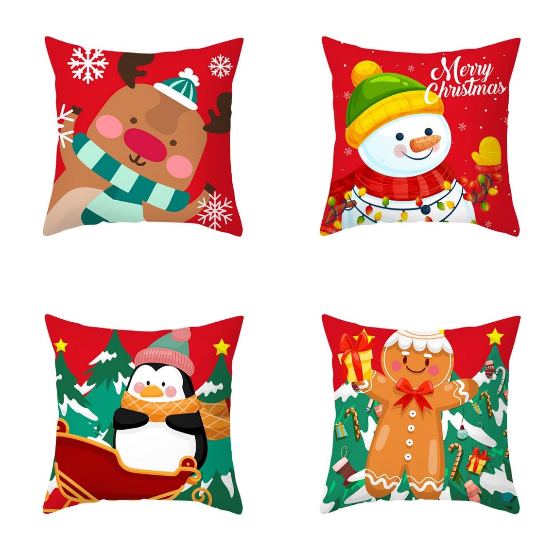 Chenlane Silk Throw Pillow Covers Farmhouse Couch Pillows Sectional Christmas, For Patio Sofa Cushion With Zipper Private Customisation 50x50 cm, 4Pcs