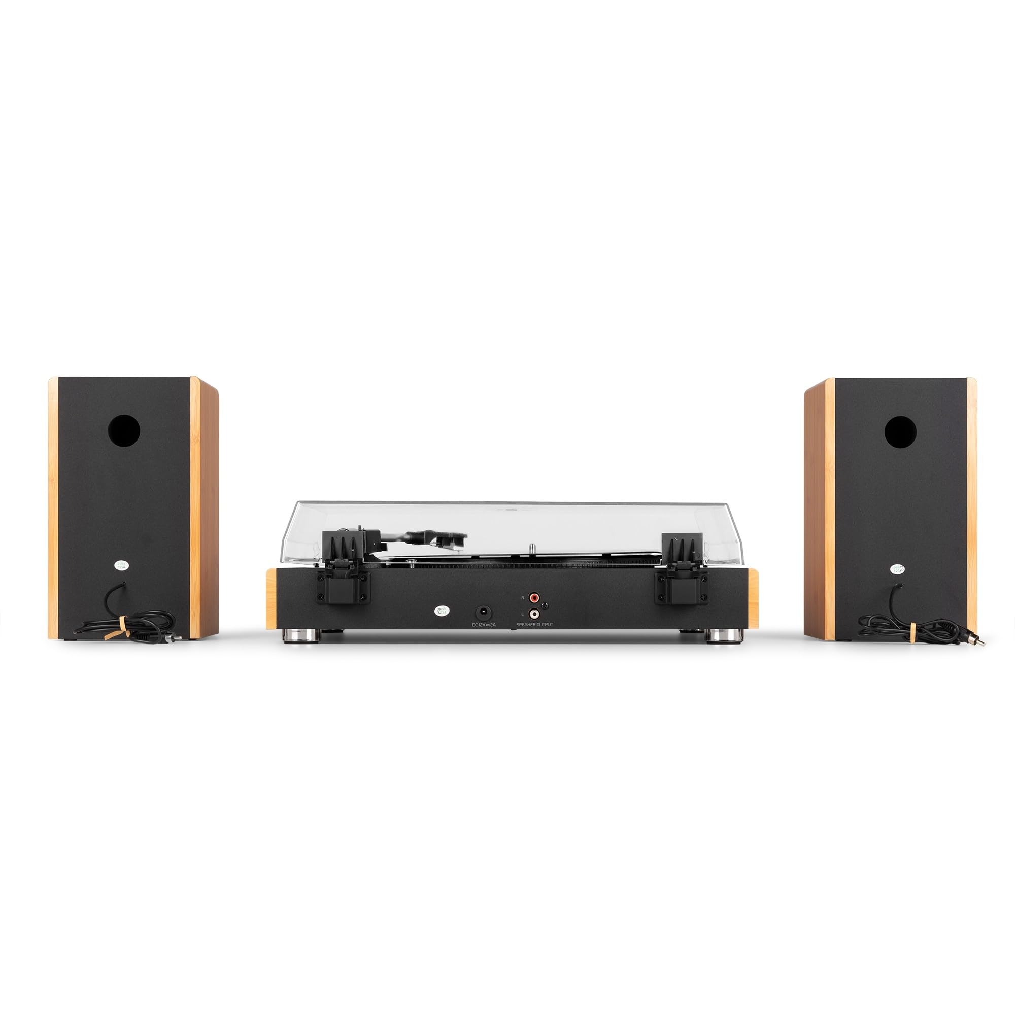 Audizio RP335 Platine Vinyle Bambou BT avec Enceintes 2x40W, Design Élégant, Lecture USB, 3 Vitesses, Fonction Enregistreur, Idéal pour Les Audiophiles et Collectionneurs de Vinyles