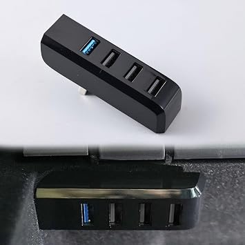 Glove Box USB Hub for Tesla Model Y 2021-2024 & Model 3 2021-2023, 4-in-1 Docking Station, USB A 3.0 High-Speed Data Transfer & Charging for Dashcam, Sentry Mode, SSD, Game Controllers, Music