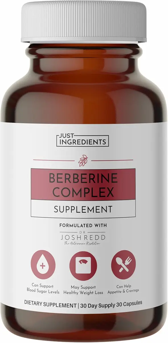 JUST INGREDIENTS Berberine Supplement – 30-Capsule Herbal Support Formula with Organic Berberis Aristata – Traditionally Used for Metabolic Health, Cellular Function &amp; Overall Wellness.