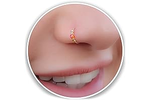 Red Opal Nose Ring - 24 Gauge Nose Ring thin 14k Gold Fill Nose ring