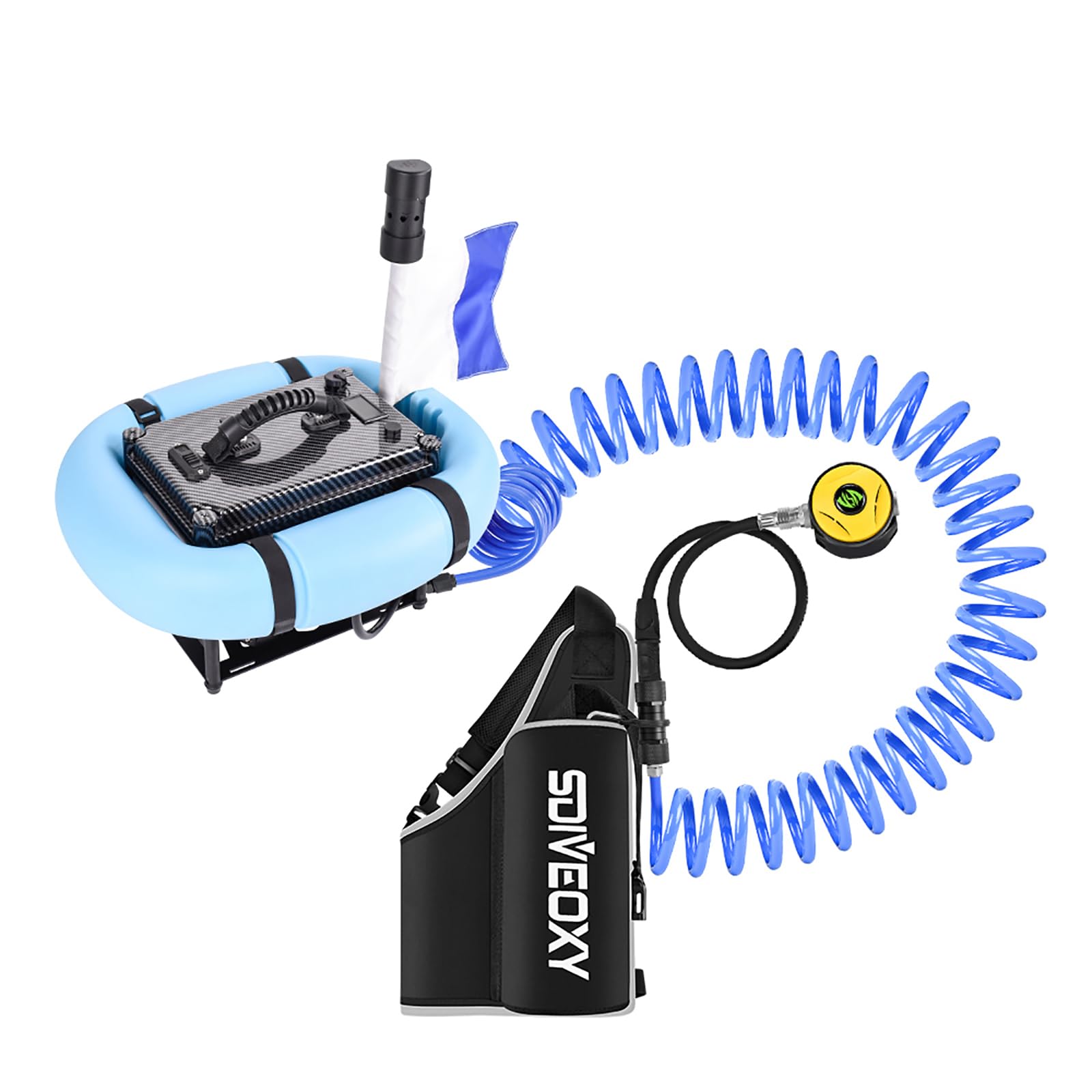 GOYOJO Diving Ventilator Scuba Diving Ventilator System, Scuba Diving Equipment Ventilator Without Tank Oxygen Portable Device Support 3/6 Hours Underwater Breathing with Dive Mask & Swim Buoy