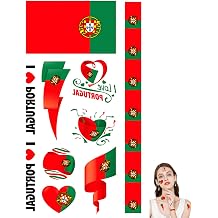 110 Pcs Portugal Flag Temporary Tattoos, Waterproof Portugal Face Tattoo Stickers for 2026 Soccer Sports Events, Independence Day, Party Celebration