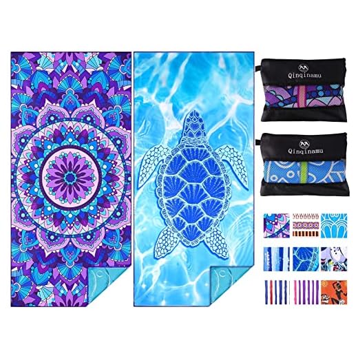 2 Pack Microfiber Oversized Lightweight Beach Towel 71"x32" XL Extra Large Thin Sand Free Towels Travel Swim Pool Yoga Gym Camping for Adults Women Men Beach Essentials Accessories Vacation Gift