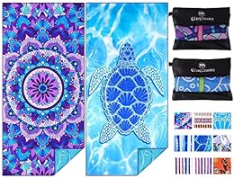 2 Pack Microfiber Oversized Lightweight Beach Towel 71"x32" XL Extra Large Thin Sand Free Towels Travel Swim Pool Yoga Gym Camping for Adults Women Men Beach Essentials Accessories Vacation Gift