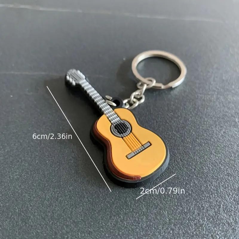 NOIAFZY 9Pcs Creative Mini Musical Instrument Keychain Cute Silicone Guitar Piano Saxophone for Men Keychain Accessories