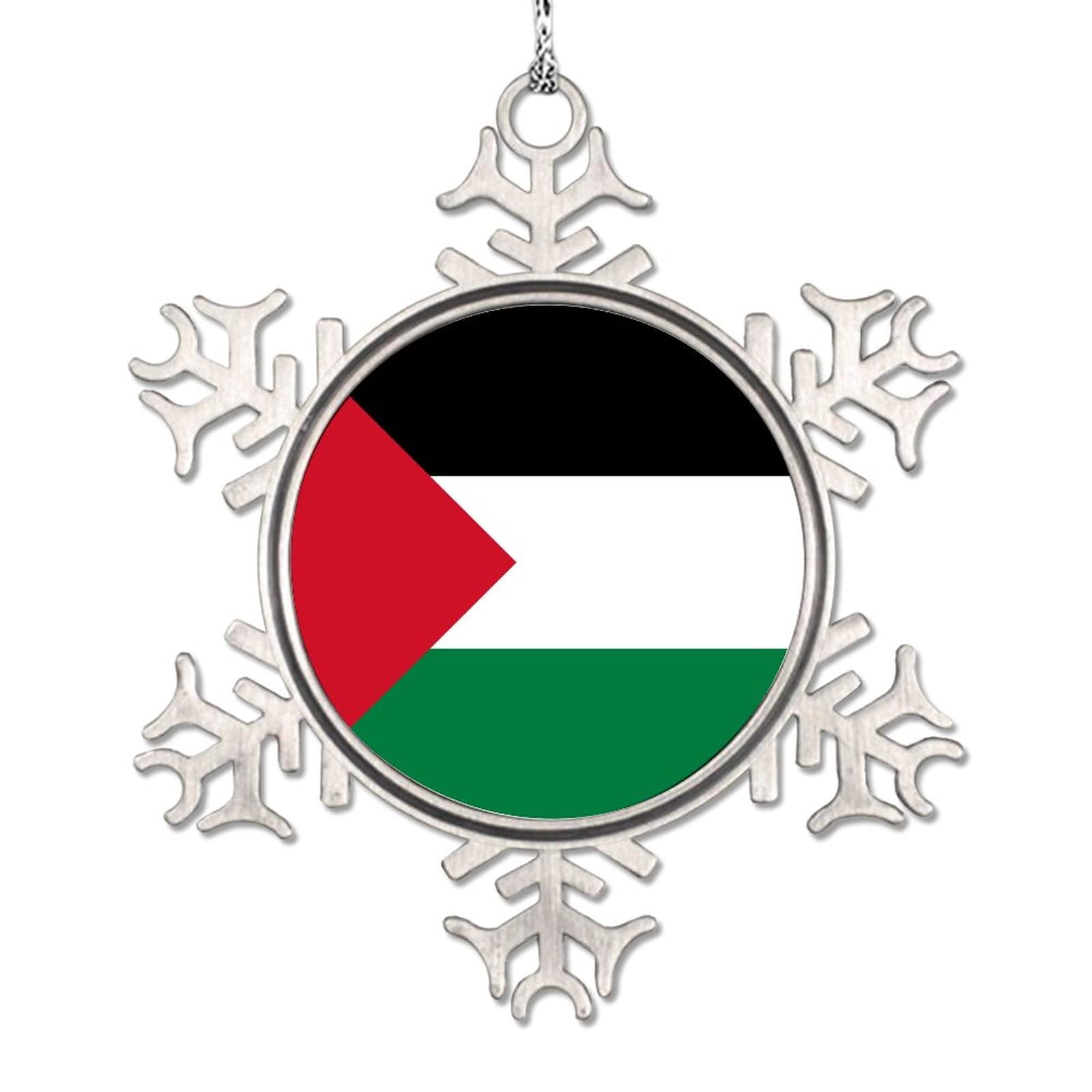 Palestinian Flag Snowflake Ornament Country City Souvenir Christmas Tree Ornaments National Flag Metal Personalized Christmas Ornaments 2022 Christmas Keepsake New Year Gifts 3 Inch