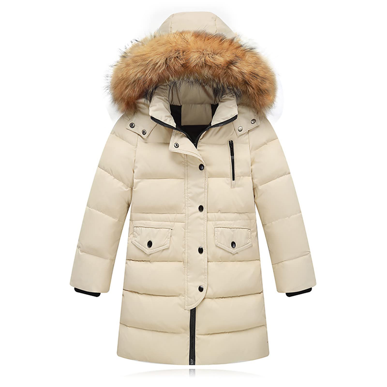 FGUUTYM Cappotto sintetico piumino per bambini giacca con cappuccio invernale ragazza set abbigliamento bambina 56