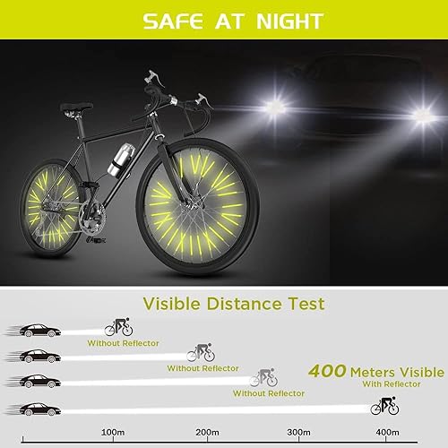 Miniatura 4 de flintronic Reflectores de radios de bicicleta, 48 piezas72 piezas96 reflectores de radios de bicicleta para conducción nocturna visibilidad de 360