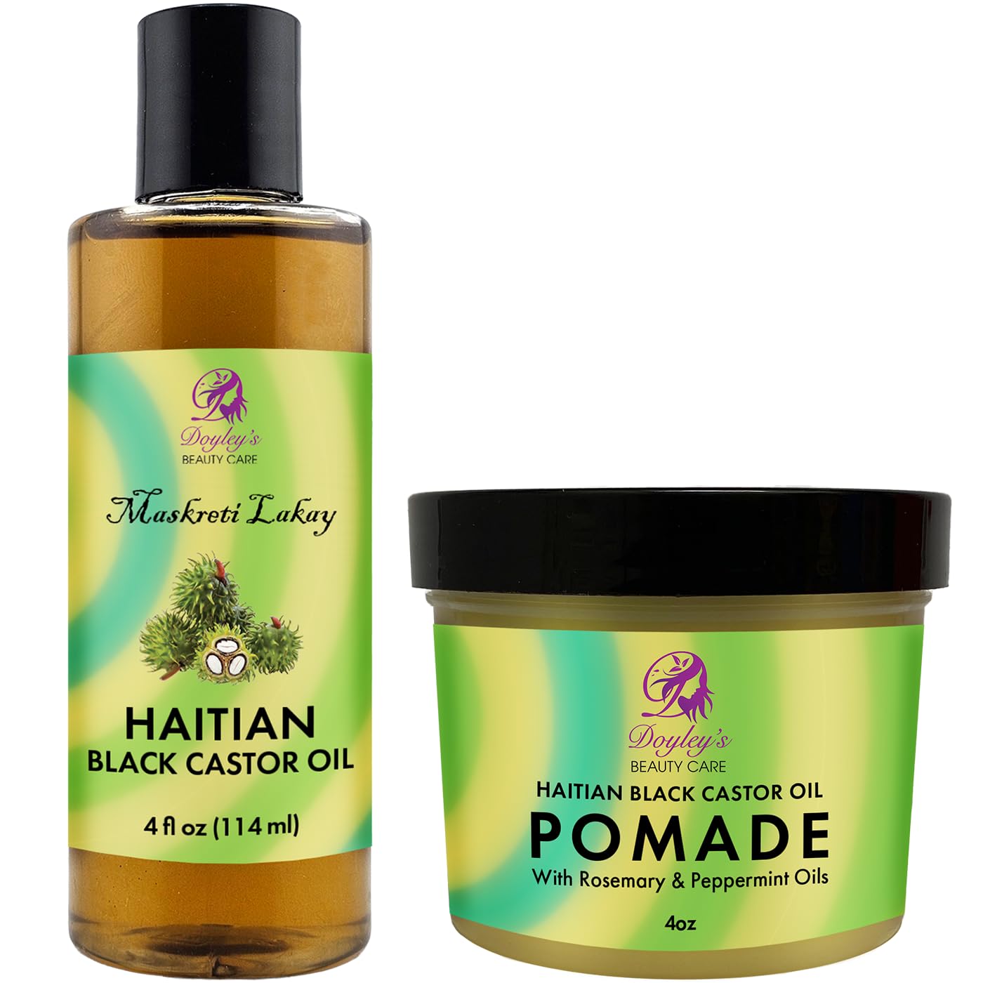 Doyley's Haitian Black Castor Oil 4oz and Pomade 4oz 2-Pack Bundle