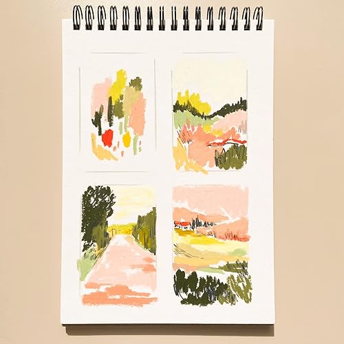 Miniatura 5 de Paquete de 2 cuadernos de bocetos de papel Bristol para medios secos pastel al óleo, lápiz de color, superficie de vitela de dibujo a lápiz (A4, 2