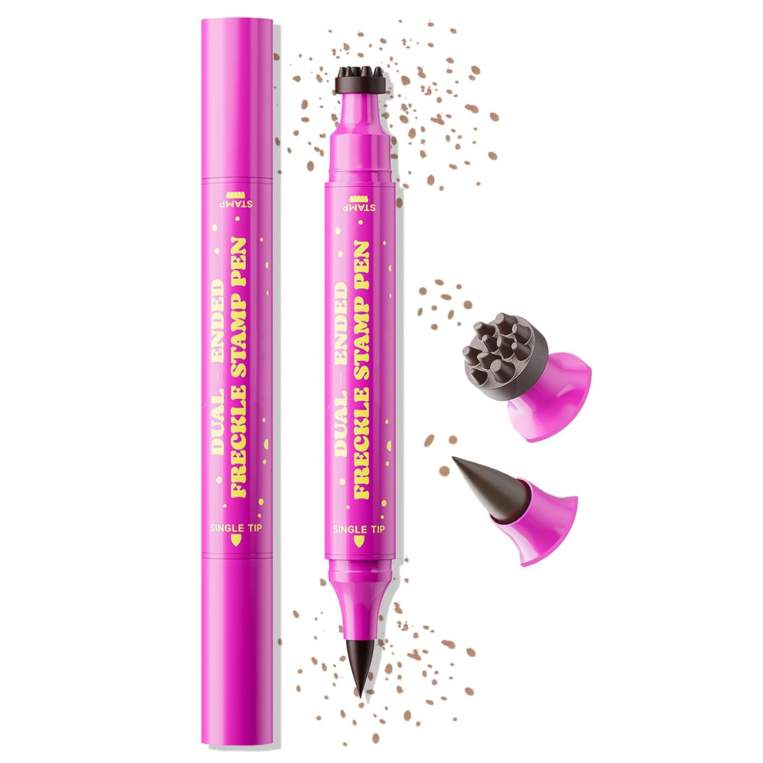Dual-Ended Freckle Stamp Pen, Faux Freckles Makeup with Precision Fine Tip & Multi-Point Stamp, Waterproof Long Lasting Natural Freckle Pen for Beauty Marks, Face Makeup (02 Medium Brown) 2# Medium Brown