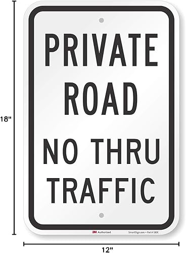 Miniatura 4 de SmartSign - T1-1019-HI_12x18 3M Señal reflectante de alta intensidad de grado de alta intensidad, leyenda "Private Road No Thru Traffic", 18" de