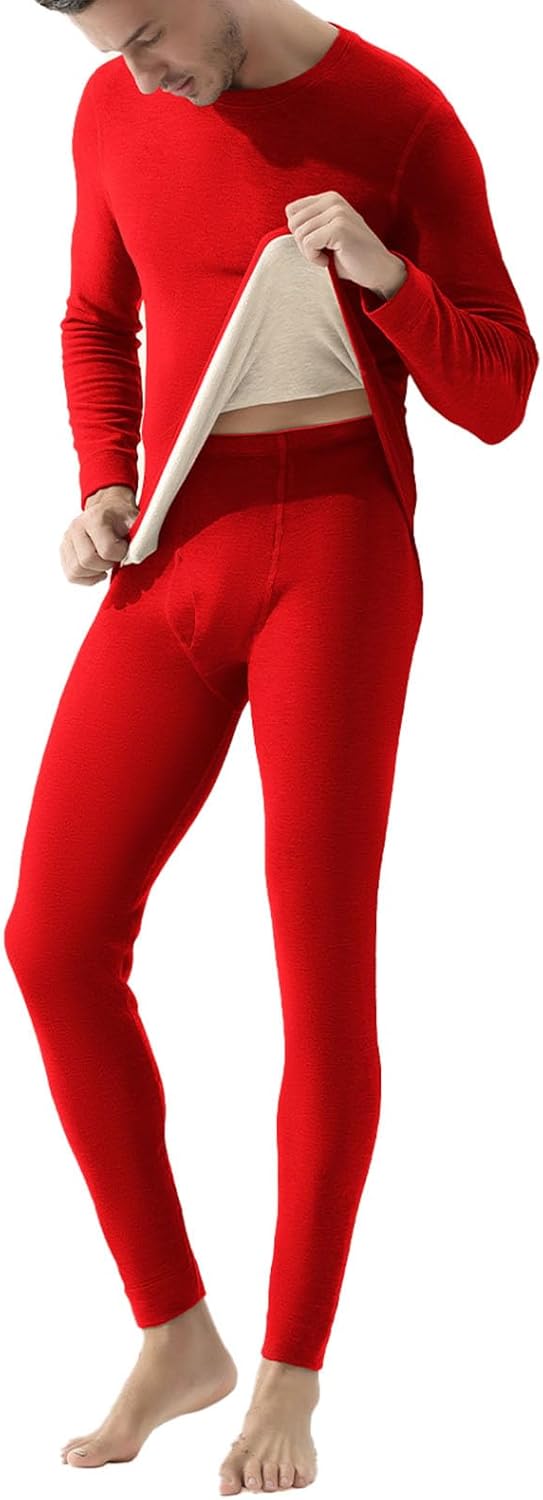 Men's Thermal Underwear Long Johns Set with Fleece Lined Mens Thermals Top and Bottom Set Base Layer Men for Winter L-3XL