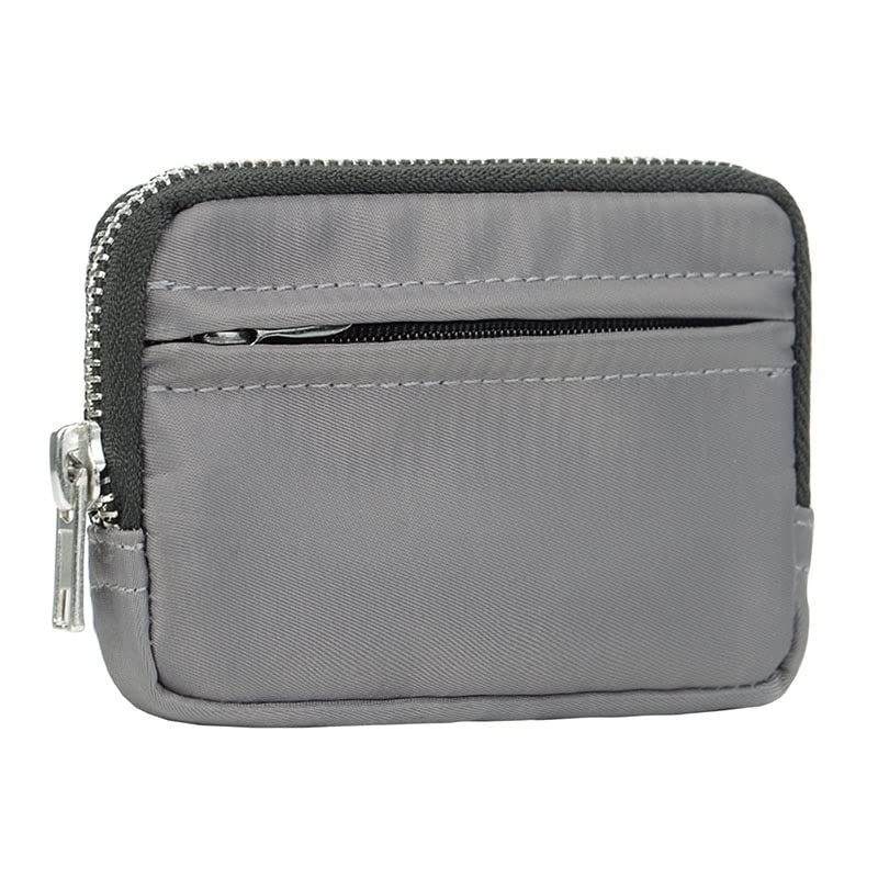 Women's Wallets Japan Style Nylon Wallets Man Zipper Short Wallets Waterproof Casual Student Youth Small Coin Purse Card Holder Case(Gray)