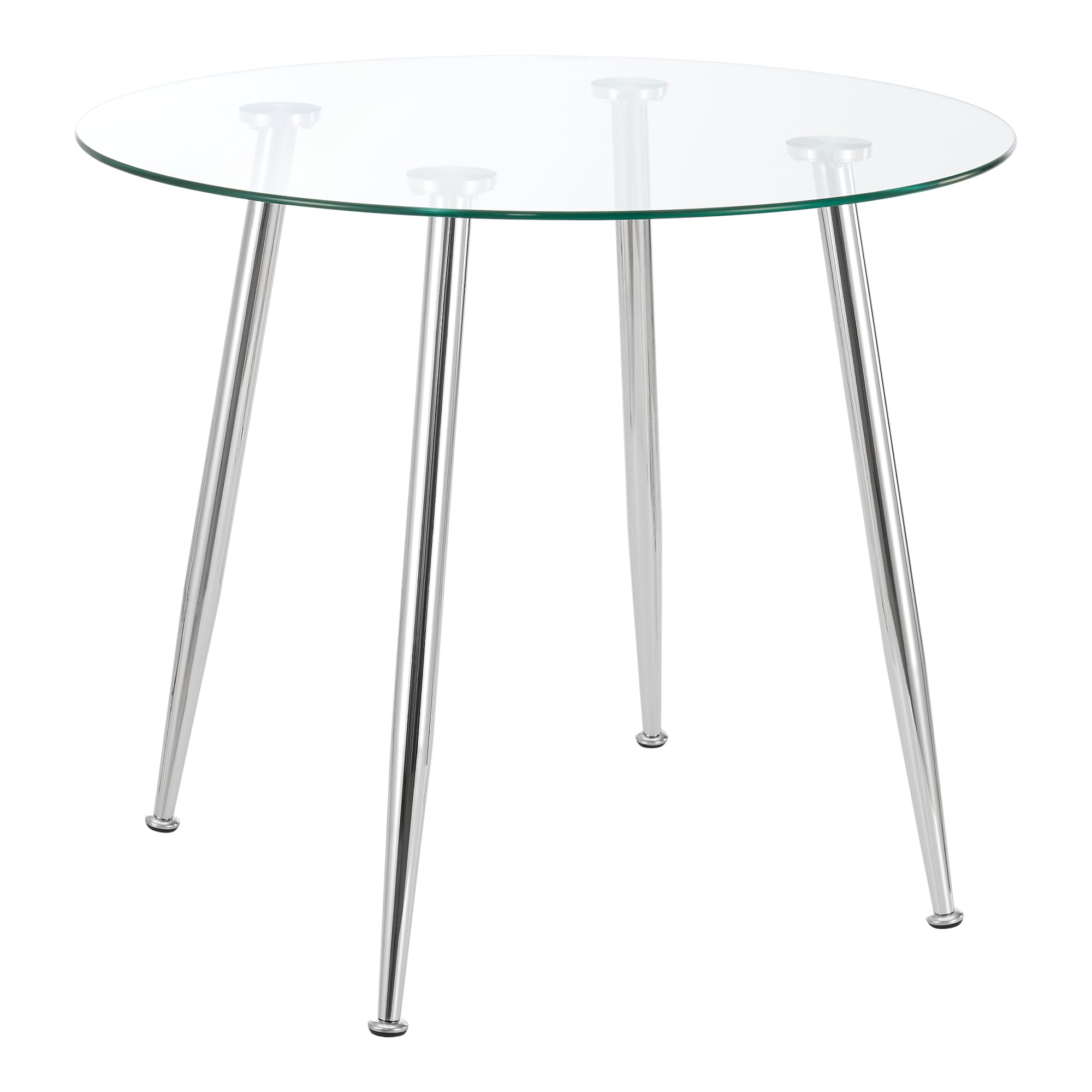 [en.casa] Esstisch Humppila Küchentisch rund 87 x 75 cm Glastisch für 4 Personen Wohnzimmertisch mit Stahlbeinen Chromfarben