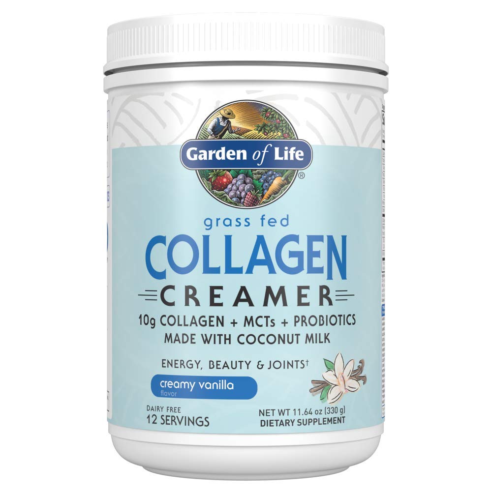 Garden of Life Grass Fed Collagen Creamer Powder – Creamy Vanilla, 12 Servings, Powder for Coffee Energy Beauty Joints, Collagen Peptides with Coconut MCTs, Keto Protein Supplements