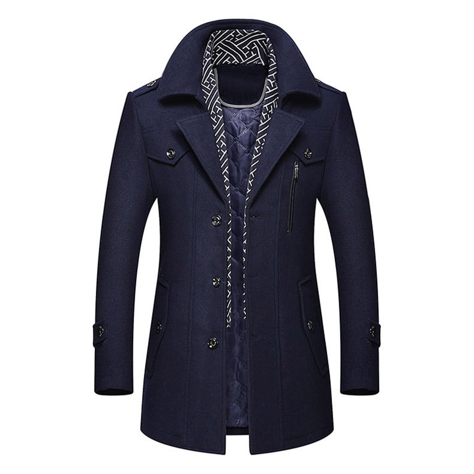 Generisch 2026 Warmer Trenchcoat Wolle für Herren im Winter