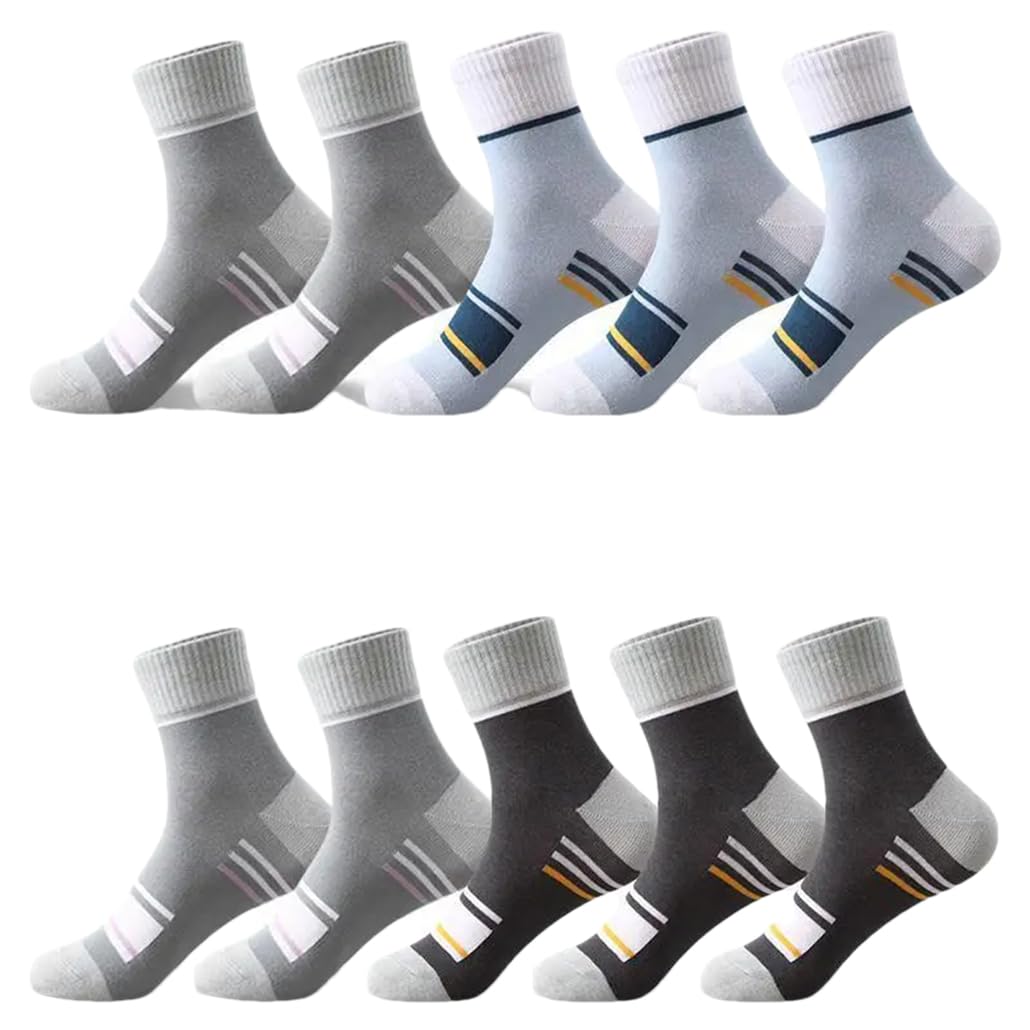Dninmim Lot de 10 paires de chaussettes longues en coton respirant pour homme