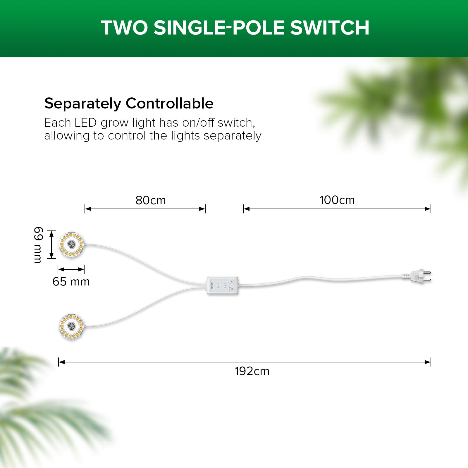 SANSI Lampada per Piante a LED 10W (equivalenti a 150 Watt), Lampada a 2 Teste a Spettro Completo da Interno Piante, luci per Piante sospese con Interruttore orario per ripiano per Piante da Interno