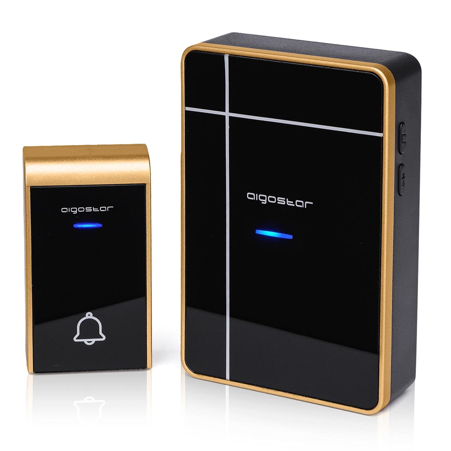 Aigostar Black Wireless Doorbell, Ip44 Waterproof Cordless Door Chime Kit With 1 Receiver, 36 Chime, 3-Level Volume, 150M Range, Doorbell For Apartment, Home, Office And Hotel, &White
