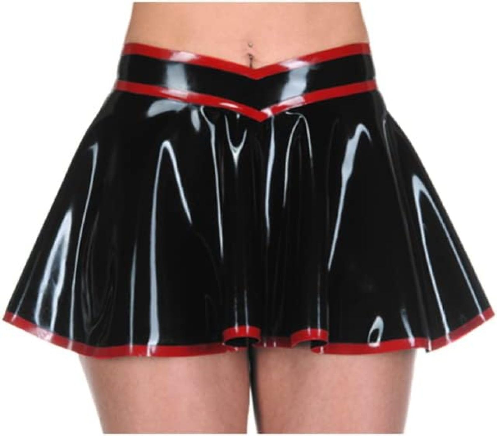 ANTIY Rifiniture Nere E Rosse Mini Gonne Sexy in Lattice Corte Senza Cerniere Fondo in Gomma,Bordo Rosso-Nero,XX-Grande